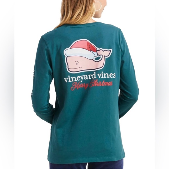 NWT - Vineyard Vines Adult Christmas Santa Long Sleeve Tee - Men L/Women XL - Picture 3 of 9
